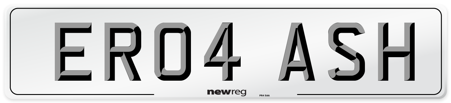 ER04 ASH Number Plate from New Reg